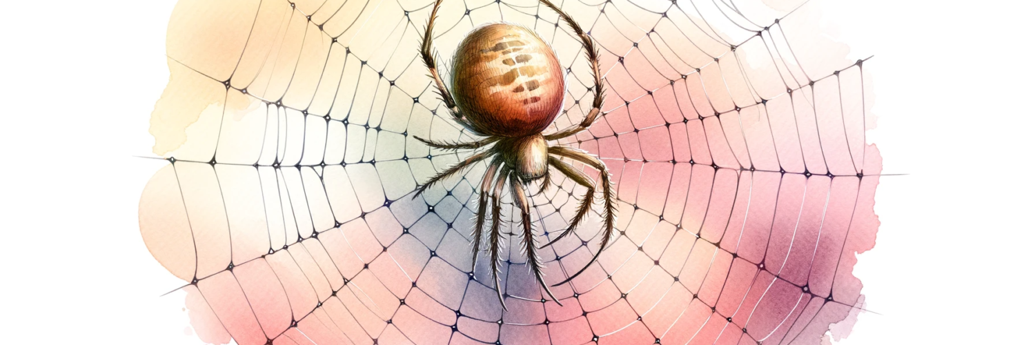 watercolor sublimation clipart of a spider weaving its web