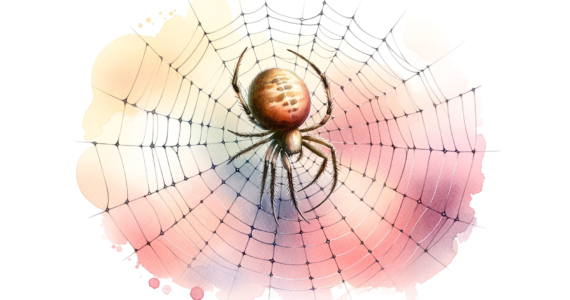 watercolor sublimation clipart of a spider weaving its web