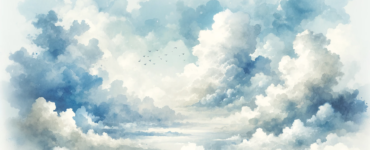 a watercolor clipart of many clouds in the sky, created in a serene and dreamy style.