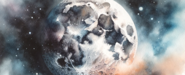 a watercolor subliminal clipart of the Moon's surface in outer space, created in a landscape orientation.